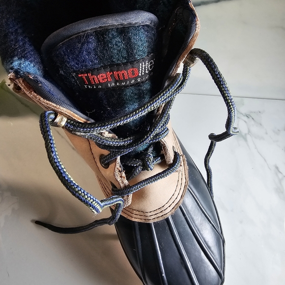 Northwest Territory Duck Boots Mens Size 8 Beige Insulated Leather Plaid Lined - Picture 5 of 10